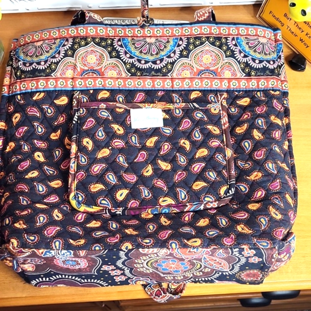 Vera Bradley Brown Multi Color Floral Paisley Tote - Picture 7 of 12
